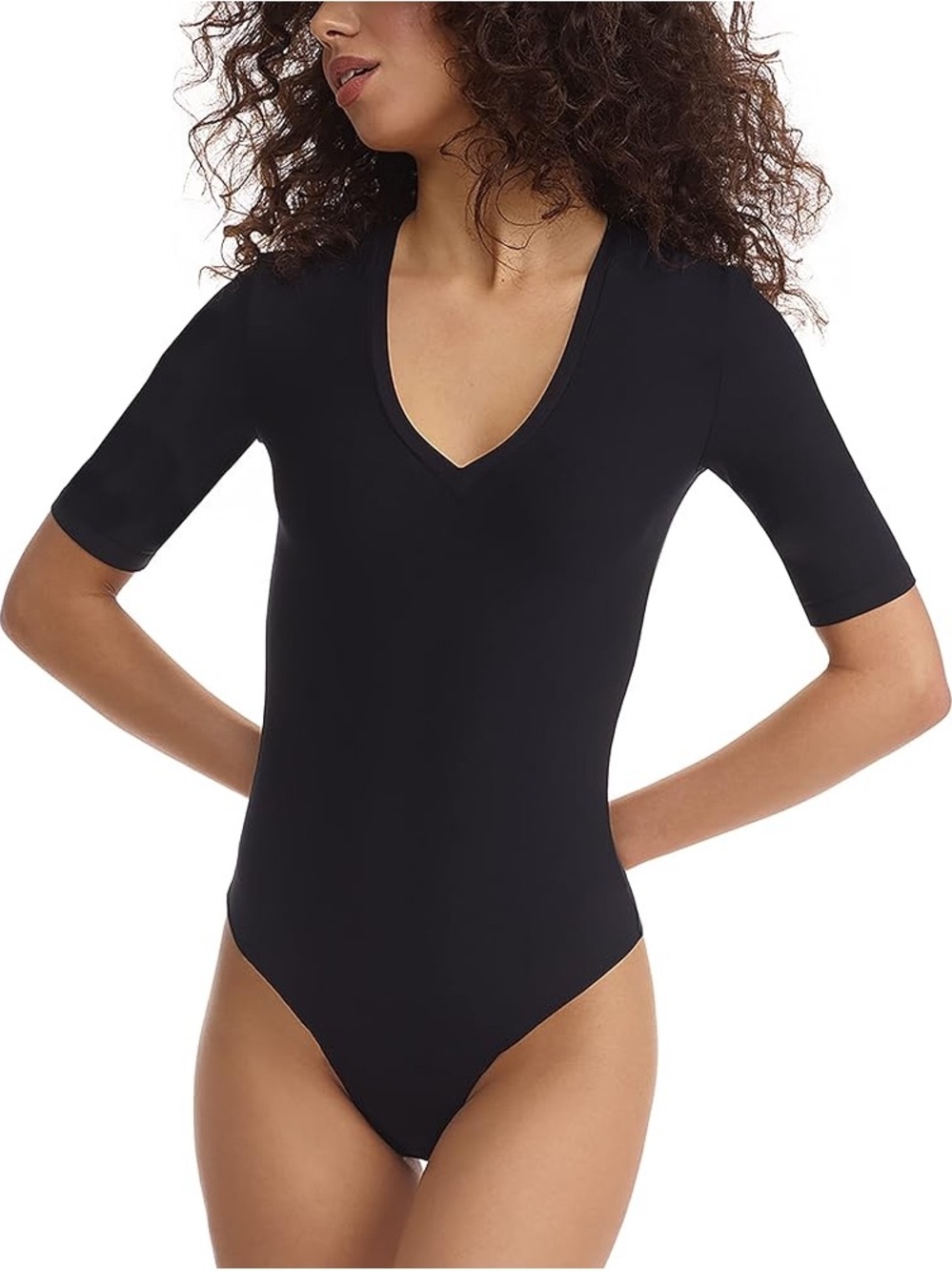 Commando Black Ribbed V-Neck Bodysuit
